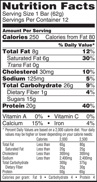 Chocolate Berry Blast Nutrition Label