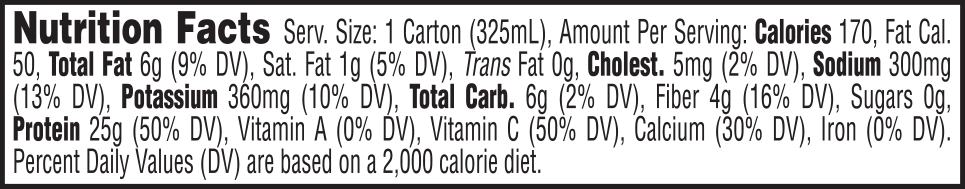 Rich Chocolate Nutrition Label